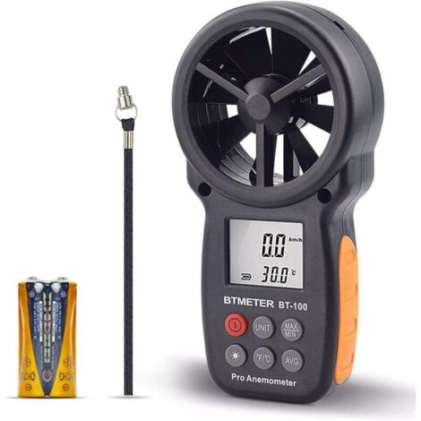 Anemometro digitale portatile BT-100: misura con precisione la temperatura del vento (CFM) con letture max/min/media, retroilluminazione LCD per fotografia, HVAC e volo con drone