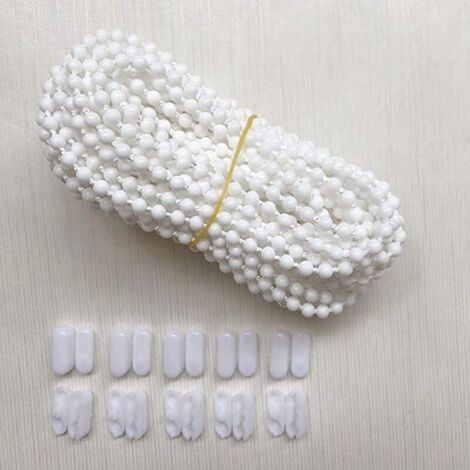 10 metri di catena per tende con 10 connettori, corda per tende veneziane verticali, pezzi di ricambio, (Bianco) (1/3)