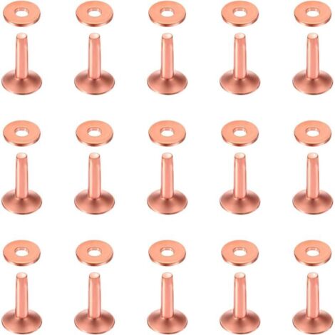 Confezione da 50 rivetti e frese in rame, 10 × 3,3 × 12 mm, per cinture, portafogli, collane, articoli in pelle e materiali per l'artigianato.