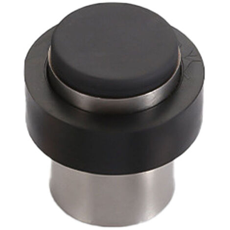 Fermaporta a pavimento - diametro 46 mm, alluminio anodizzato argento, avvitabile, fermaporta in gomma in acciaio inox, anticollisione e silenzioso