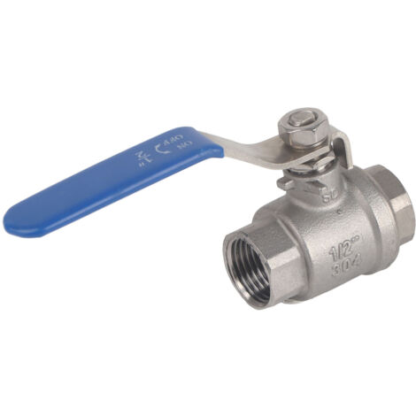 Valvola a sfera rotante a passaggio totale a 2 vie 1/2'' NPT in acciaio inossidabile SS304, due pezzi, WOG1000