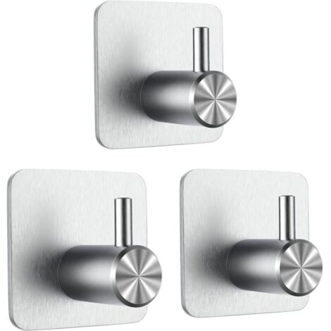 3 ganci adesivi, ganci da parete per bagno, portasciugamani senza fori, portasciugamani da cucina in acciaio inox (1/4)