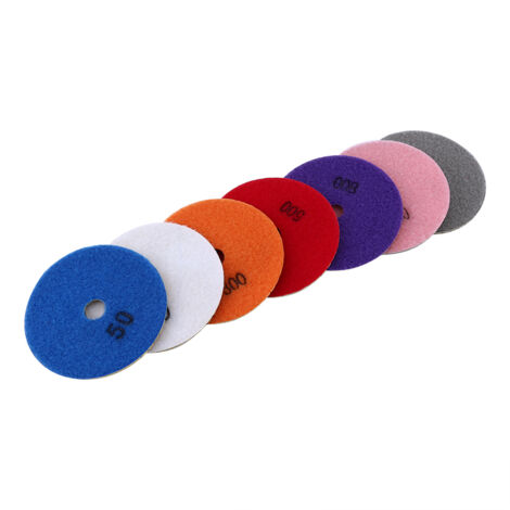 Set di 7 dischi diamantati per lucidatura a umido da 100 mm (4 pollici) per granito, marmo e cemento.