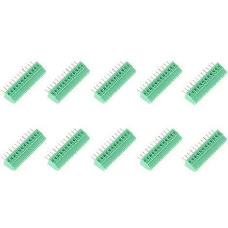 Confezione da 10 morsetti a vite universali verdi a 12 pin, passo 2,54 mm, per circuiti stampati.