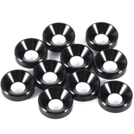 Confezione da 10 rondelle svasate M5 anodizzate in lega di alluminio nero
