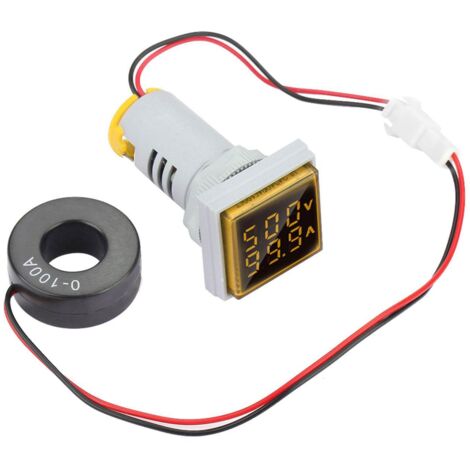 Indicatore di corrente/tensione CA con display digitale a LED da 22 mm 0-100 A (giallo)