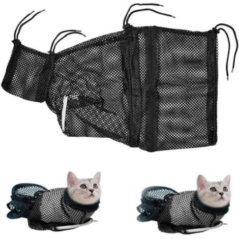 Kit per la cura delle unghie del gatto, sacchetto da bagno per gatti, sacchetto da bagno in rete resistente per gatti di piccola e media taglia, per tagliare le unghie (nero)