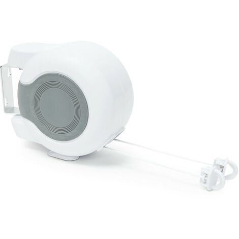 Stendibiancheria a scomparsa automatica, 2 fili, rivestimento in plastica, fissaggio in metallo, bianco (1/5)