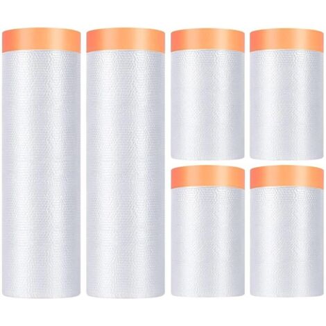 6 pezzi di pellicola protettiva per mascheratura, telo protettivo per pittura, nastro adesivo Scotch per mascheratura, 4 pezzi 55 cm x 20 m + 2 pezzi 150 cm x 20 m, per la protezione dei mobili