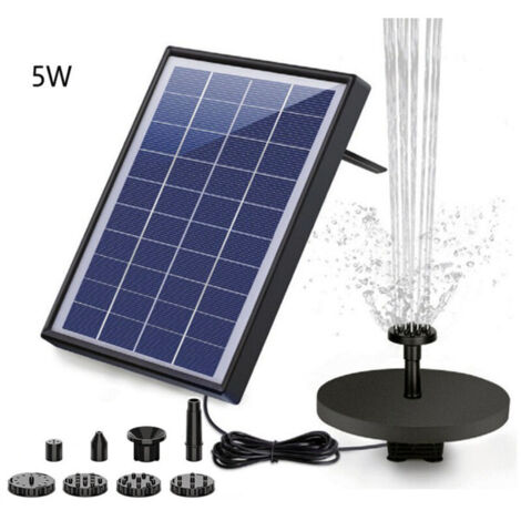 Fontana solare da 5W con pompa solare a batteria, fontana solare galleggiante migliorata con 6 stili di getto per giardini, vasche per uccelli, laghetti