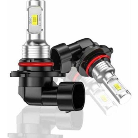 Due lampadine LED 9005 HB3, adatte come fendinebbia o luci diurne, luce bianca xenon 6000K, 4000 lumen, impermeabili IP67, chip CSP, non polarizzate.