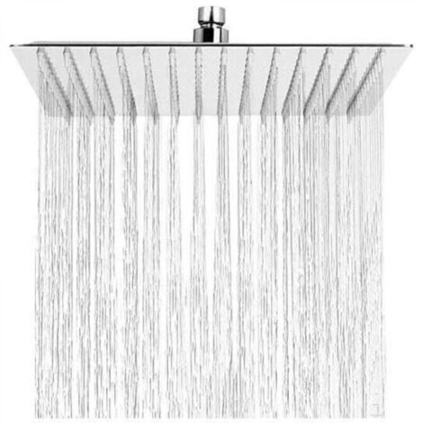 Soffione doccia quadrato antiscottatura, soffione a pioggia a risparmio idrico, dotato di ugelli in acciaio inox da 30 cm (12 pollici), finitura cromata lucida (effetto specchio). (1/4)