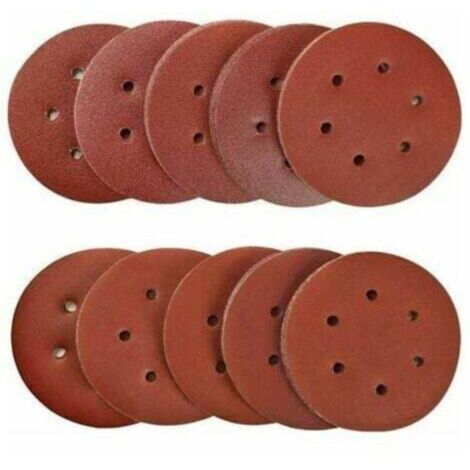 Confezione da 100 dischi abrasivi, diametro 150 mm, grane 40/80/120/180/320/600/800/1000/1500/2000, adatti per levigatura, lucidatura e rimozione della ruggine su levigatrici roto-orbitali a 6 fori. B (1/4)