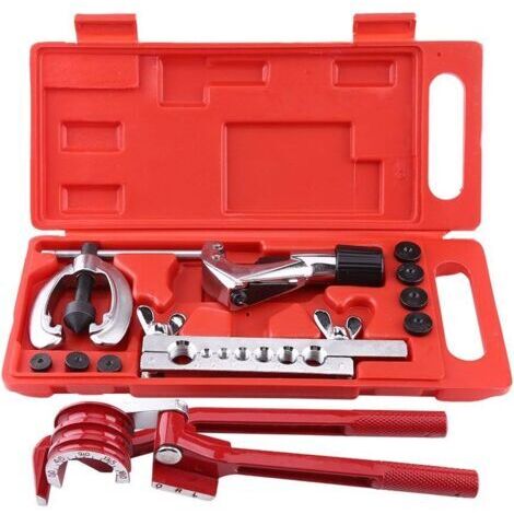 Kit per svasatura tubi (11 pezzi): attrezzo per svasatura tubi freno, attrezzo per svasatura tubi, kit di riparazione tubi evaporatore freni, cannello ossiacetilenico. (1/5)