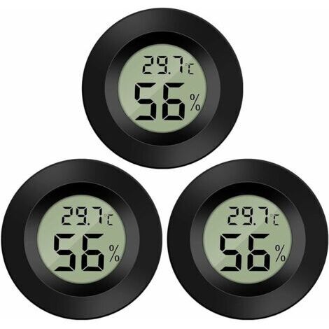 Confezione da 3 igrometri/termometri digitali LCD per umidificatori, deumidificatori, serre, cantine e camerette dei bambini. (1/5)