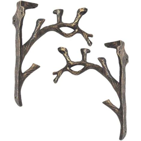 Staffe per mensole vintage YMYNY (2 pezzi), mensola a forma di ramo quadrato in ghisa, crea il vecchio mestiere, staffa triangolare decorativa creativa, libreria a parete, portafiori (1/4)