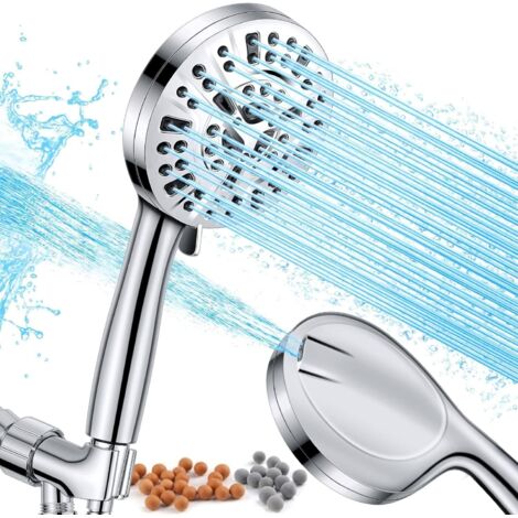 Soffione doccia portatile ad alta pressione con filtro, 8 modalità di spruzzo, combinazione di 2 modalità di spruzzo per la pulizia delle piastrelle della vasca da bagno (1/5)