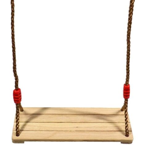 Altalena in legno per bambini e adulti, seggiolino in legno con corde regolabili per albero e parco giochi