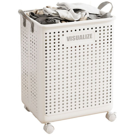 Cesto portabiancheria con ruote, cesto portabiancheria con ruote – Cesto portabiancheria con ruote pieghevole e ventilato, cesto portabiancheria multifunzionale