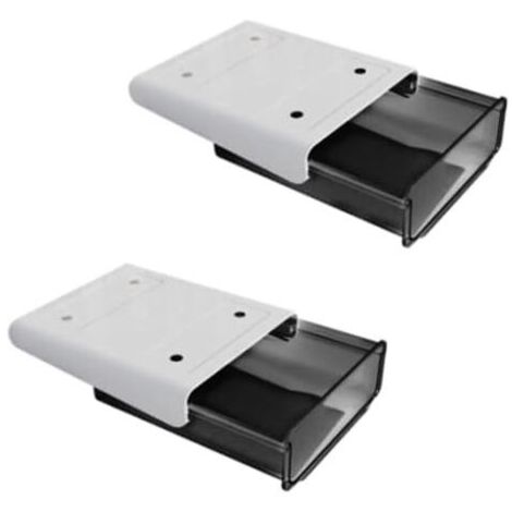 Set di 2 scatole portaoggetti nascoste con cassetto, 20 x 17 x 7,2 cm – Grande capacità – Autoadesive – Adatte per scrivanie (1/4)