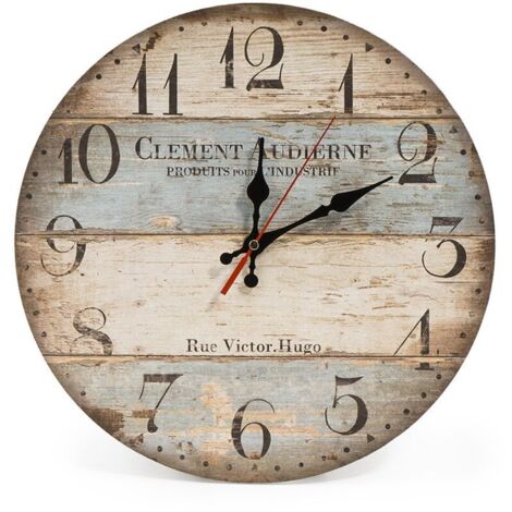 Orologio da parete/da cucina in legno da 12 pollici/30 cm in stile country, silenzioso e senza ticchettio (Victor)
