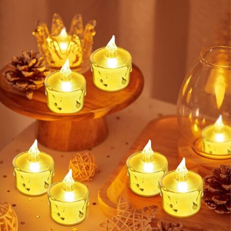 Set di 24 candele da tè a LED senza fiamma, a batteria, candele elettriche artificiali, decorazione per feste, matrimoni, ecc. (1/4)