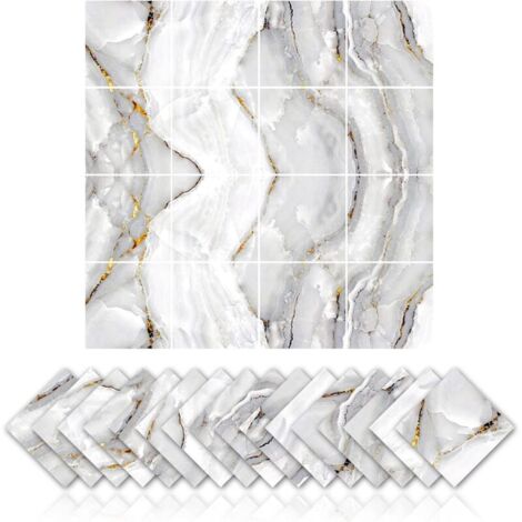 16 piastrelle autoadesive per marmo in cucina e bagno, resistenti all'olio, impermeabili, adesivi decorativi in PVC