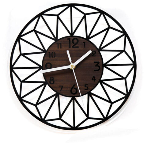 Orologio da parete in legno massello e metallo, 30 cm, orologio da parete silenzioso senza ticchettio, per soggiorno, camera da letto, cucina, ufficio, grande orologio da parete (1/4)