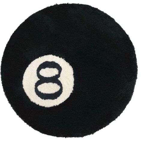 Tappeto decorativo con motivo a simulazione di palla, morbido cuscino rotondo trapuntato per sedia, tappeto decorativo nero, tappeto rotondo nero (1/4)