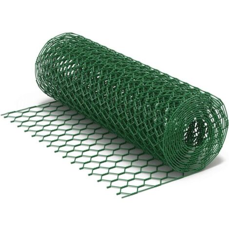 Rete metallica in acciaio zincato e PVC verde, 25 x 25 mm, maglia quadrata, rotolo da 10 m, altezza 40 cm, recinzione a gabbia
