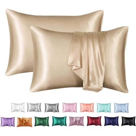 (Cachi) Set di 2 federe in raso 50x75cm, simili alle federe in seta (1/4)