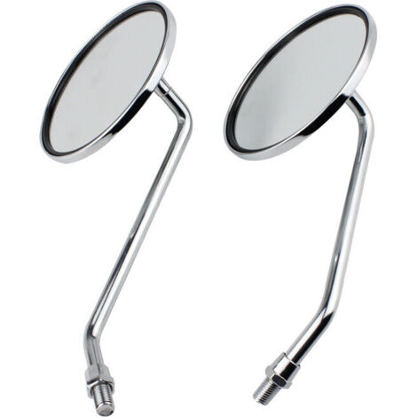 Rétroviseur - 1 paire de rétroviseurs de moto argentés ronds chromés de 8 mm. Rétroviseur gauche et droit. (1/4)