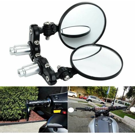 Specchietti laterali per moto, rotondi, sottili, convessi, specchietti di sicurezza pieghevoli per manubri da 7/8", adatti a P (1/4)
