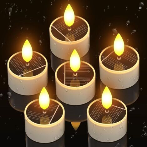 Set di 6 candele solari a LED impermeabili per esterni, con batterie ricaricabili, lumini tremolanti per giardino e campeggio.