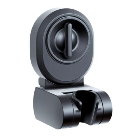 Supporto per doccia a ventosa con soffione regolabile, montaggio sicuro, compatibile con tubo flessibile standard.