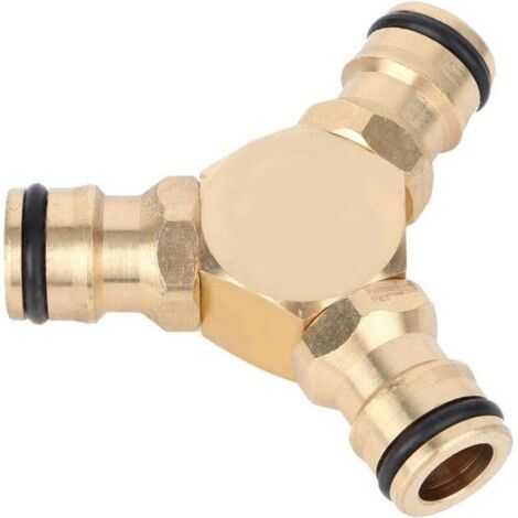 Connettore a T rapido in ottone per tubo flessibile, adattatore per tubo dell'acqua, adattatore filettato a tre vie per tubo flessibile (1/4)