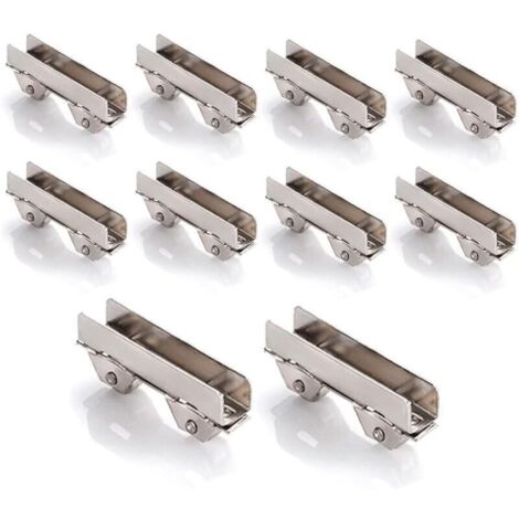 Set di 10 morsetti in acciaio inox per ruote di porte scorrevoli per vetrine di negozi con spessore di 8 mm. (1/4)