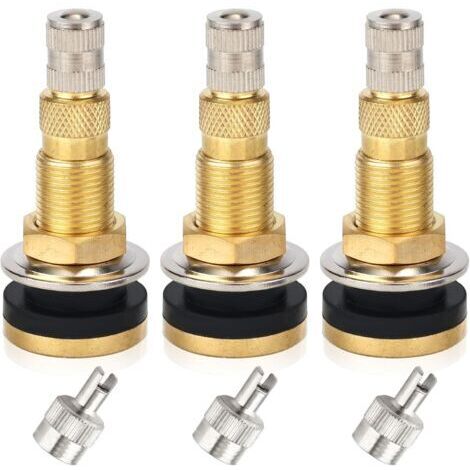 3 valvole per pneumatici TR618A, valvole tubeless per trattori con 3 coperchi in ottone per la rimozione del nucleo della valvola, adatte a trattori, livellatrici ed escavatori. (1/5)