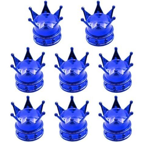 Set di 8 valvole a corona per auto, SUV e moto – Nucleo in metallo con guarnizioni, compatibili con steli valvola per pneumatici nei colori rosso, nero, argento (blu) (1/4)