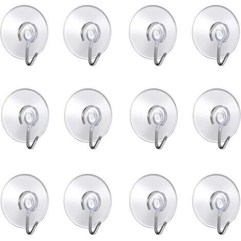 Set di 12 ganci da parete con ventose, piccole ventose in plastica con ganci rotondi per bagno e cucina (set di 12 ventose) (1/5)