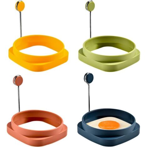 Stampo per uova fritte, 4 pezzi, padella per uova fritte rotonda/quadrata, stampo per uova fritte in silicone per uova in camicia, pancake, carne fritta 8 (1/4)
