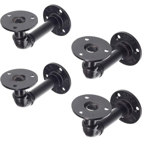 Mensole a muro in metallo stile industriale vintage, nere, set da 4 pezzi, per soggiorno, cucina e ufficio. (1/4)