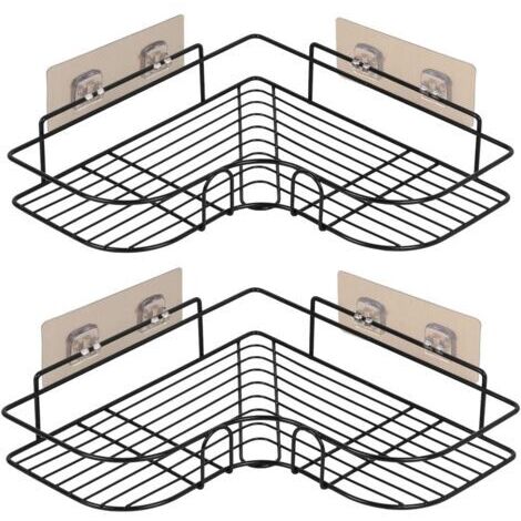 Set di 2 mensole angolari adesive triangolari per doccia e bagno, senza bisogno di forare. (1/5)