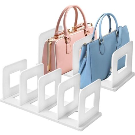 Confezione da 2 organizer per borse da armadio, divisori in plastica da 15x35x14,5 cm con 4 scomparti, spazio verticale regolabile per borse, borse per maglioni e camicie.