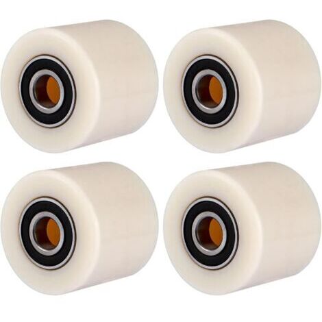 Set di 4 ruote per transpallet in nylon poliammidico, 80 x 70 mm, ruote in poliuretano con cuscinetto a sfera, ruote di ricambio, carico massimo 1000 kg