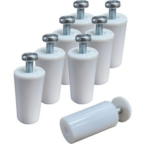 8 fermi per tapparelle avvolgibili in PVC bianco da 40 mm. Il fermo per tapparelle viene fornito completo di tutto l'hardware di montaggio necessario, incluse rondelle e viti.