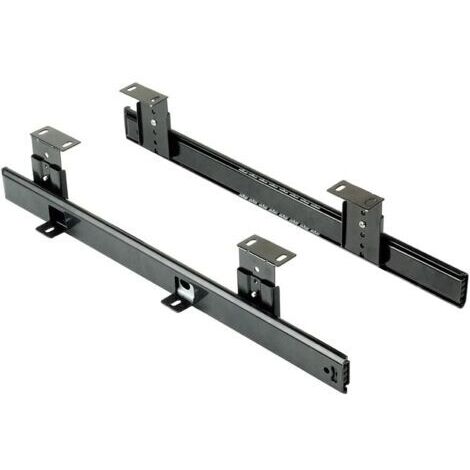 Guide a cuscinetti a sfera per piattaforma/mensola o cassetto per tastiera da posizionare sotto la scrivania, kit di guide per tastiera regolabili in altezza, acciaio, zincato nero (35 cm) (1/4)