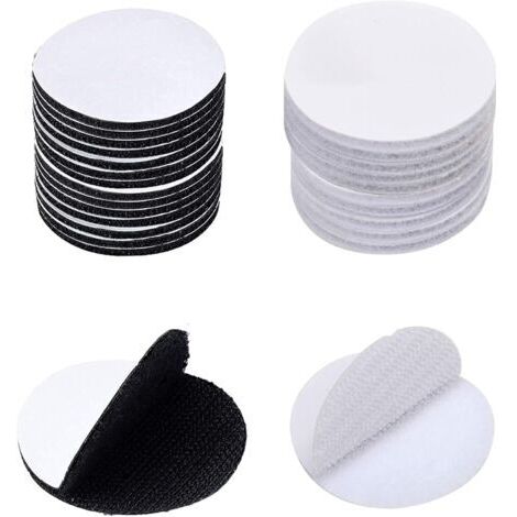 60 pezzi (30 paia, 30 mm) Adesivi rotondi in velcro, chiusure a strappo adesive rotonde da 30 mm per carta, plastica, vetro, pelle, metallo e abbigliamento (1/5)