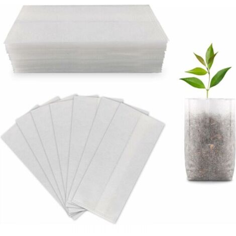 Confezione da 300 sacchetti per vivaio biodegradabili in tessuto non tessuto da 7x9 cm - Sacchetti per la coltivazione di piante, fiori e piante da interno