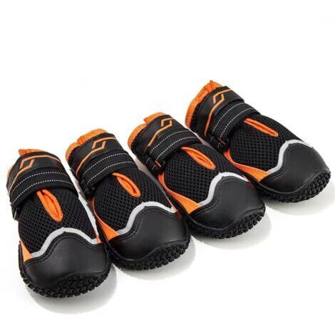 Scarpe per cani, protezione per le zampe, set di 4 scarpe per cani idrorepellenti con suola antiscivolo e chiusura in velcro riflettente per cani di piccola, media e grande taglia, attrezzatura sporti (1/5)